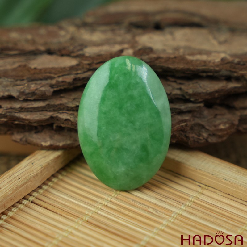 Mặt Cẩm Thạch Oval Xanh Đậu Vân Lý 21x30mm
