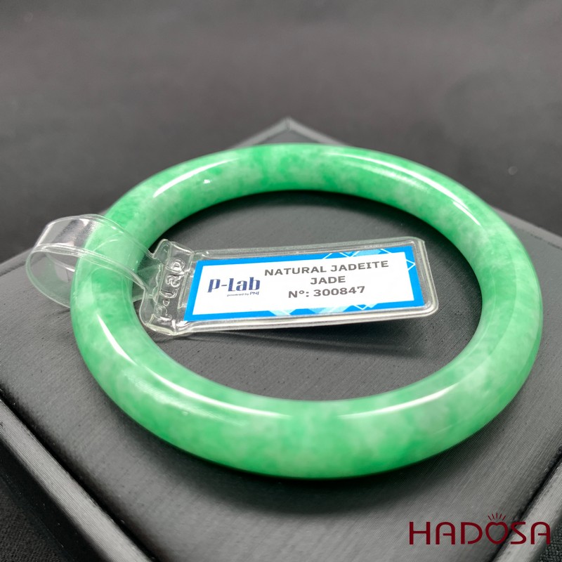 Vòng Ngọc Cẩm Thạch bản tròn xanh lý vân bông ni 51