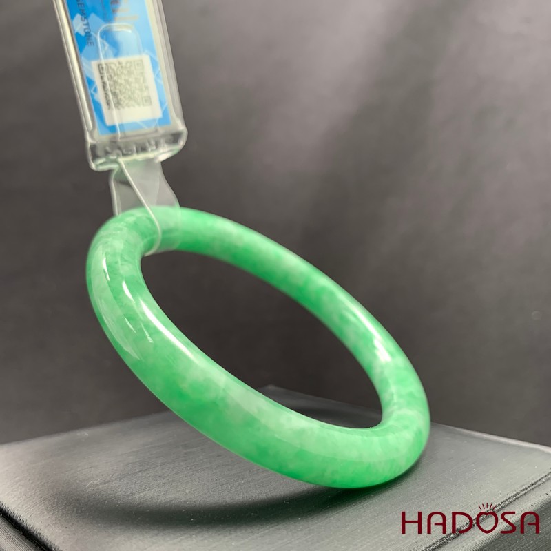 Vòng Ngọc Cẩm Thạch bản tròn xanh lý vân bông ni 51