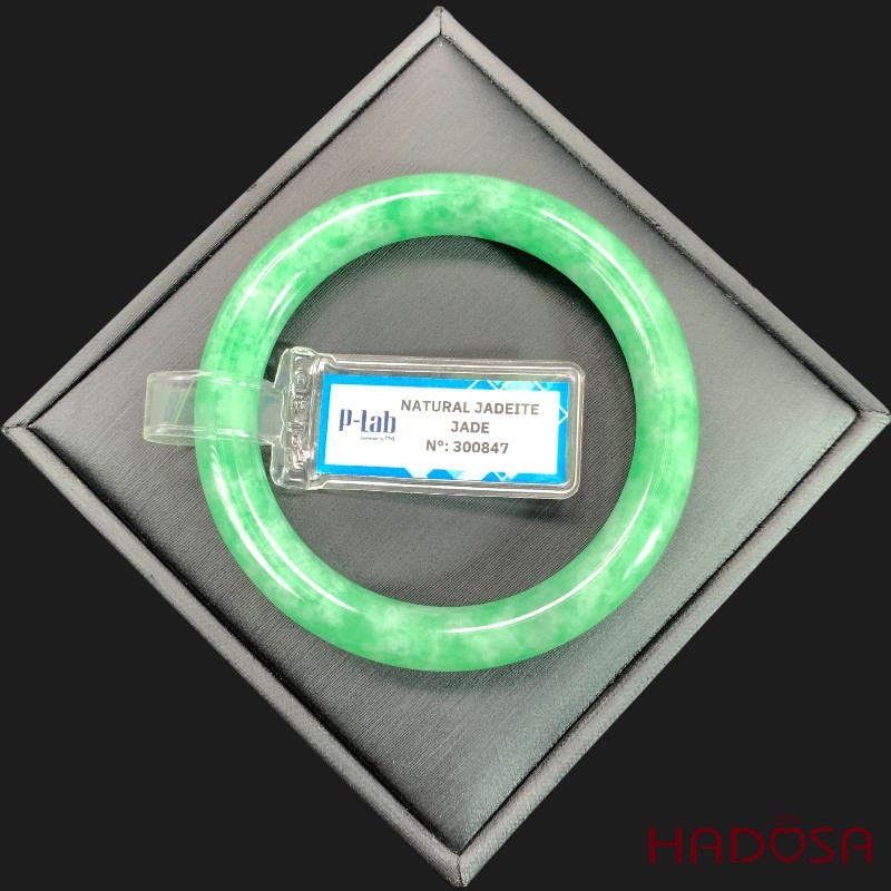 Vòng Ngọc Cẩm Thạch bản tròn xanh lý vân bông ni 51