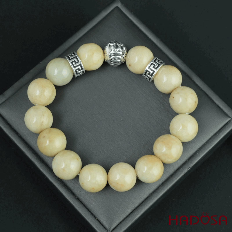 Vòng chuỗi Ngọc Cẩm Thạch Jade A huyết sứ 13mm mix charm bạc