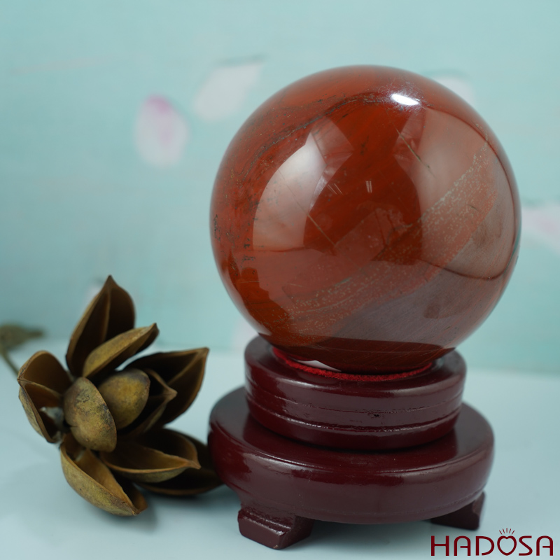 Quả Cầu Phong Thủy Ngọc Bích đỏ 10cm