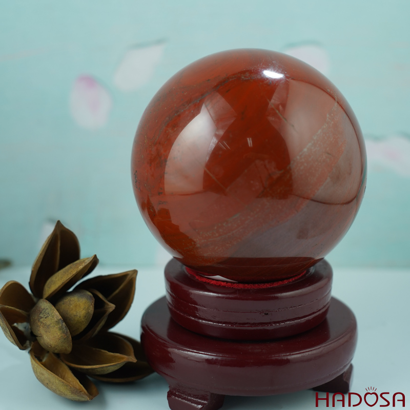 Quả Cầu Phong Thủy Ngọc Bích đỏ 10cm