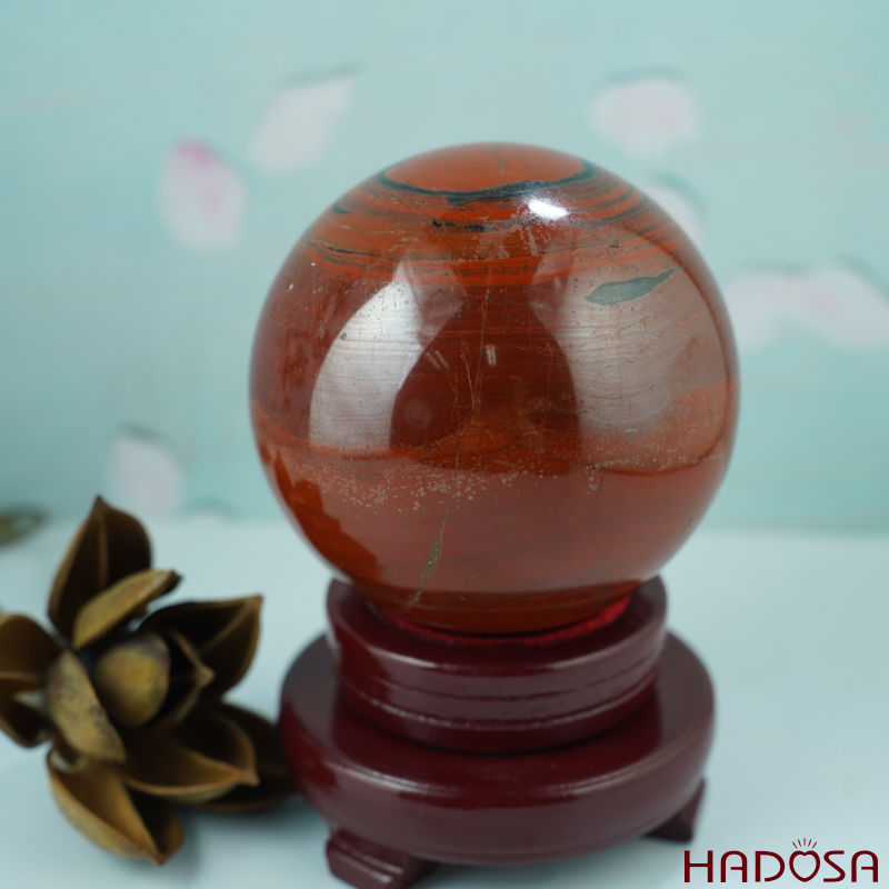 Quả Cầu Phong Thủy Ngọc Bích đỏ 10cm