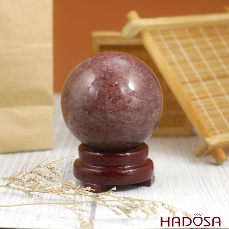 Cầu thạch anh dâu tây 4A 6cm