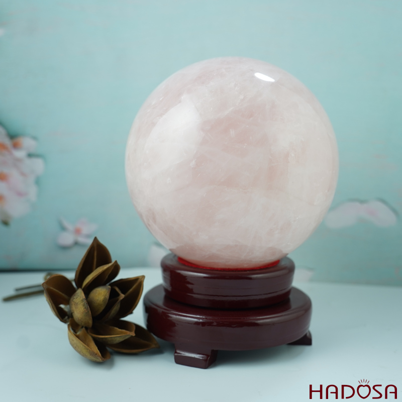Quả cầu phong thủy thạch anh hồng 14cm