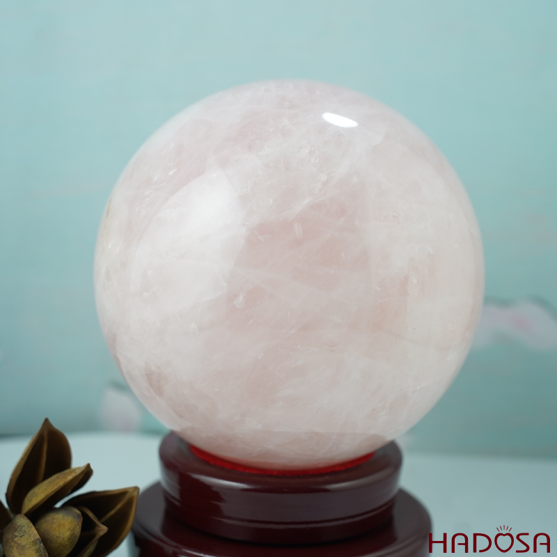 Quả cầu phong thủy thạch anh hồng 14cm