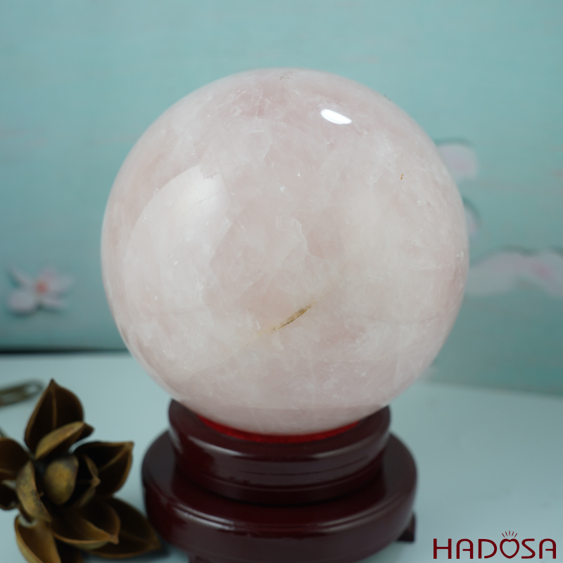 Quả cầu phong thủy thạch anh hồng 14cm