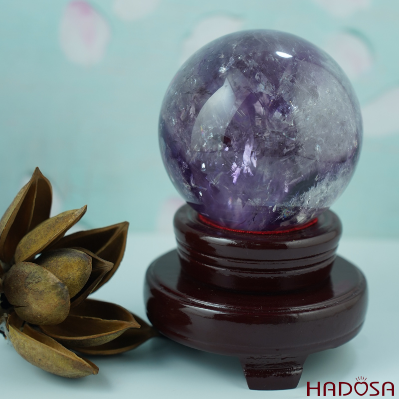 Cầu thạch anh tím trong đẹp 6cm 290gr