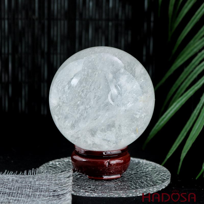 Cầu thạch anh trắng trong vân mây 3A 8cm