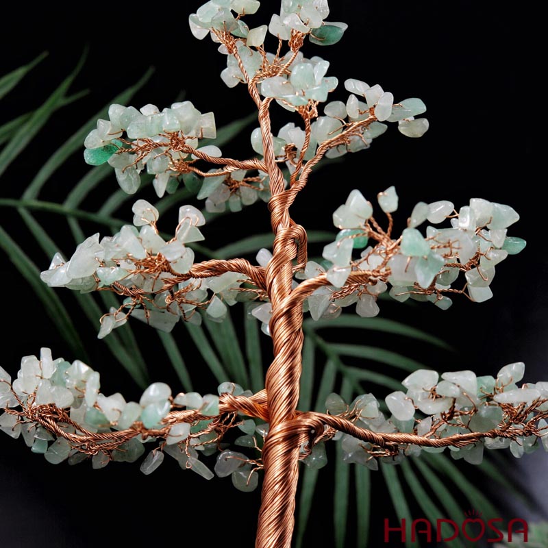 Cây tài lộc thạch anh xanh 12*7*22cm