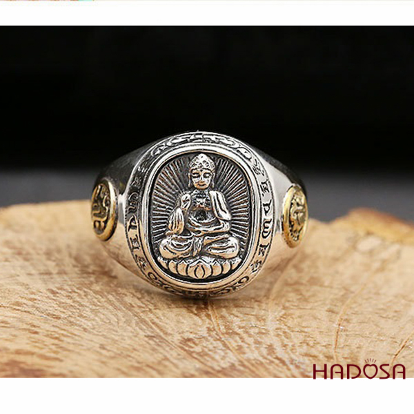 Nhẫn bạc Thái Phật bản mệnh Adida (Tuất, Hợi)