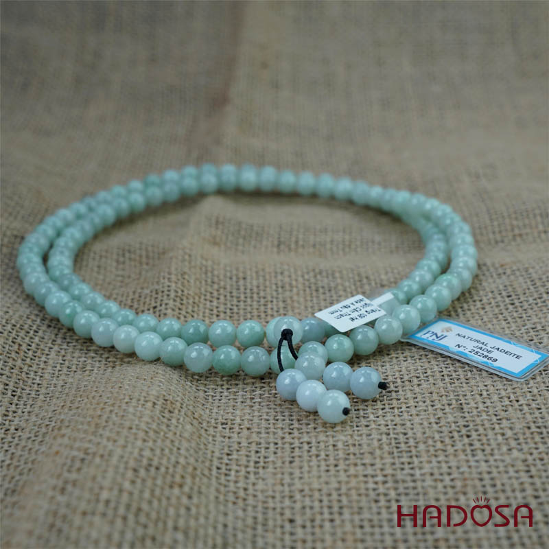 Chuỗi 108 hạt Ngọc Cẩm Thạch Jade A đậu chủng 7mm