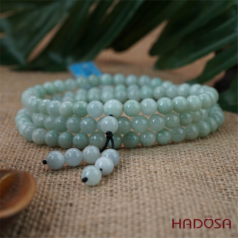 Chuỗi 108 hạt Ngọc Cẩm Thạch Jade A đậu chủng 7mm