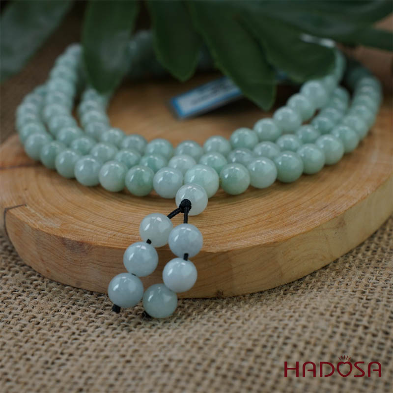 Chuỗi 108 hạt Ngọc Cẩm Thạch Jade A đậu chủng 7mm