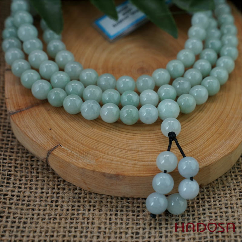 Chuỗi 108 hạt Ngọc Cẩm Thạch Jade A đậu chủng 7mm