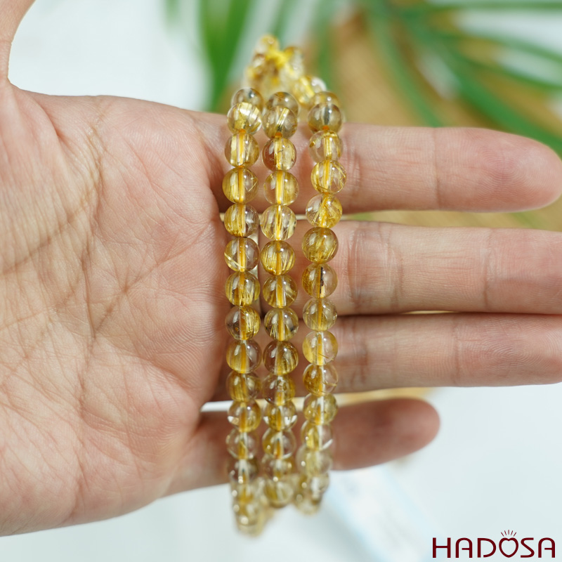 Vòng 108 hạt Thạch Anh tóc vàng 5mm 5A