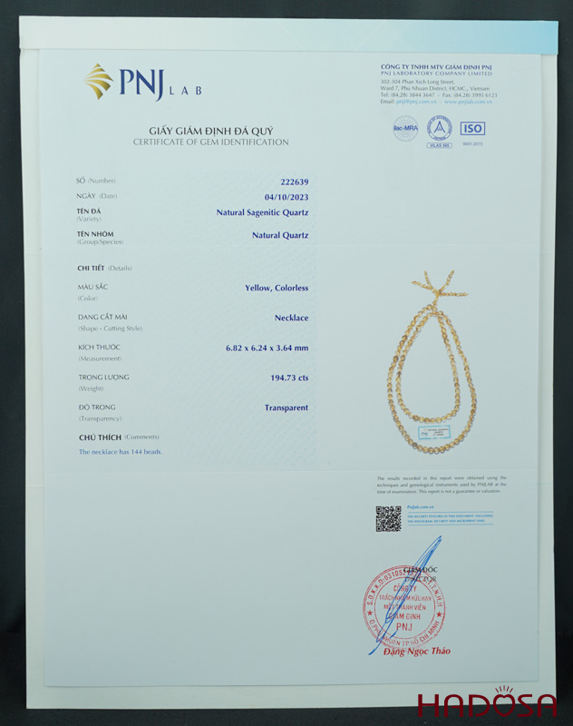Vòng 108 hạt Thạch Anh tóc vàng 5mm 5A