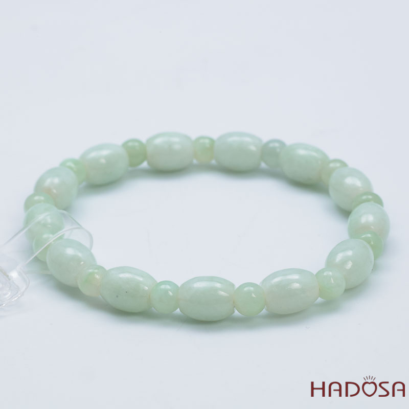 Vòng Cẩm Thạch Nếp Xanh Hạt Tròn Lu Thống 7x9mm