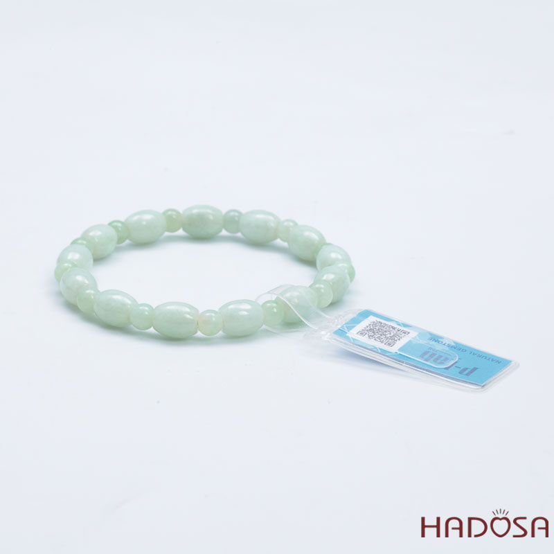 Vòng Cẩm Thạch Nếp Xanh Hạt Tròn Lu Thống 7x9mm