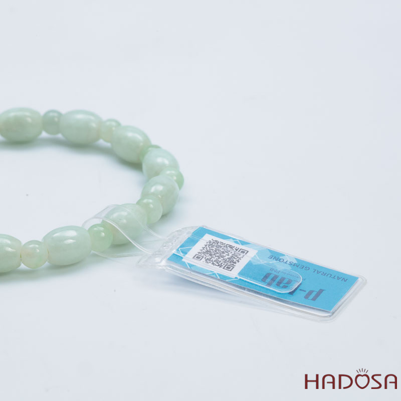 Vòng Cẩm Thạch Nếp Xanh Hạt Tròn Lu Thống 7x9mm