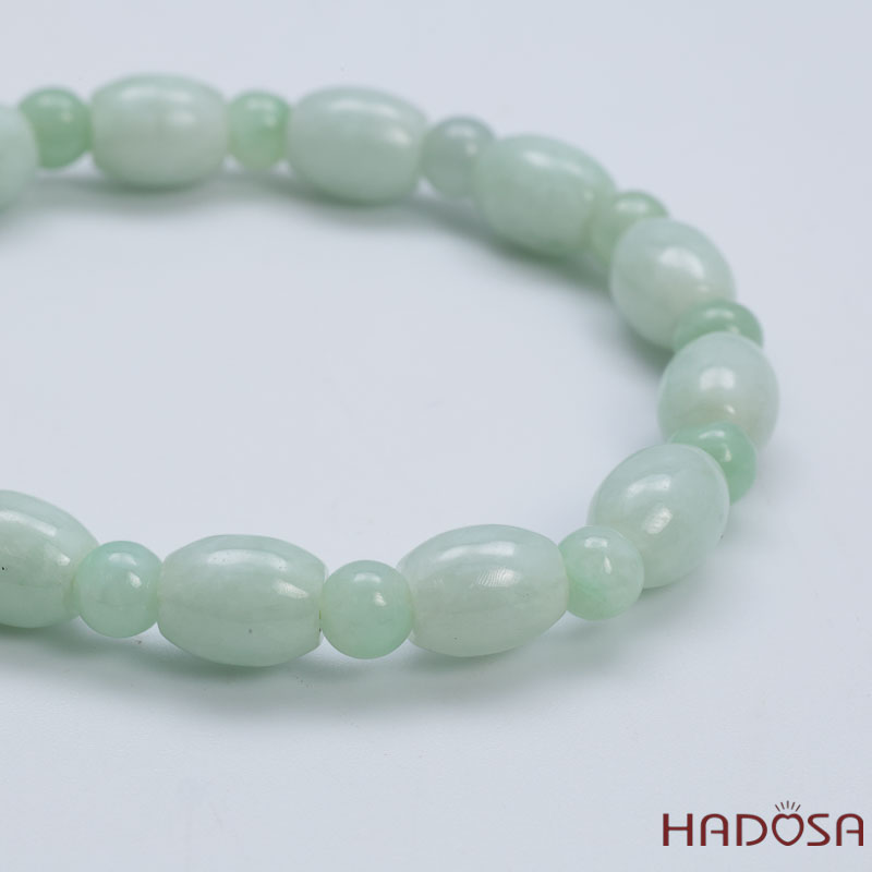 Vòng Cẩm Thạch Nếp Xanh Hạt Tròn Lu Thống 7x9mm