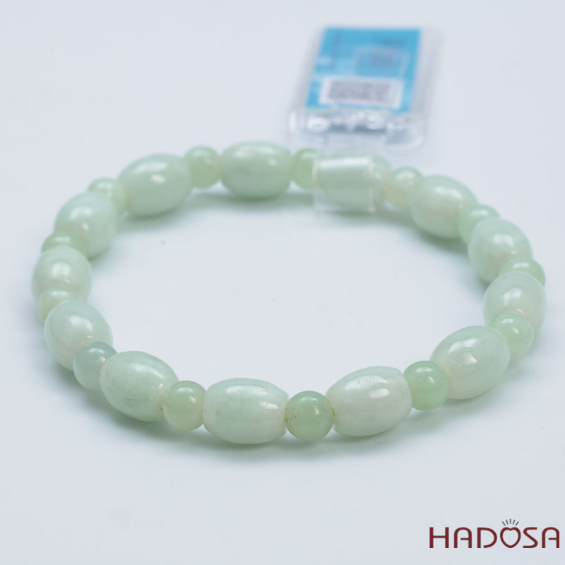 Vòng Cẩm Thạch Nếp Xanh Hạt Tròn Lu Thống 7x9mm