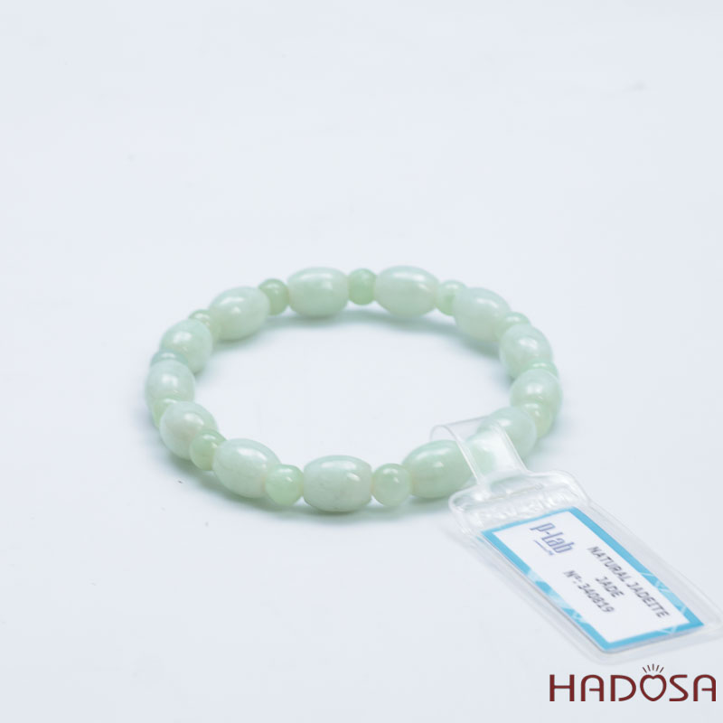 Vòng Cẩm Thạch Nếp Xanh Hạt Tròn Lu Thống 7x9mm