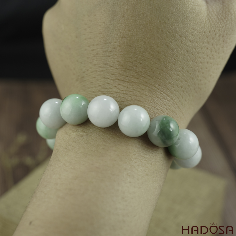 Vòng chuỗi Ngọc Cẩm Thạch trắng vân lý 13mm