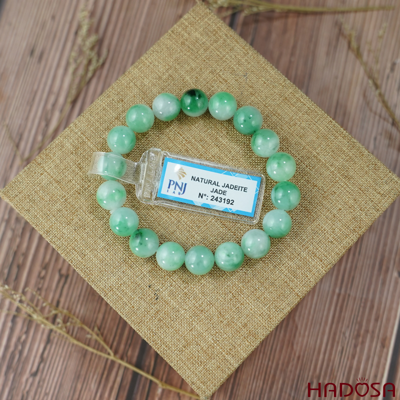 Vòng chuỗi Ngọc Cẩm Thạch trắng vân lý 10mm