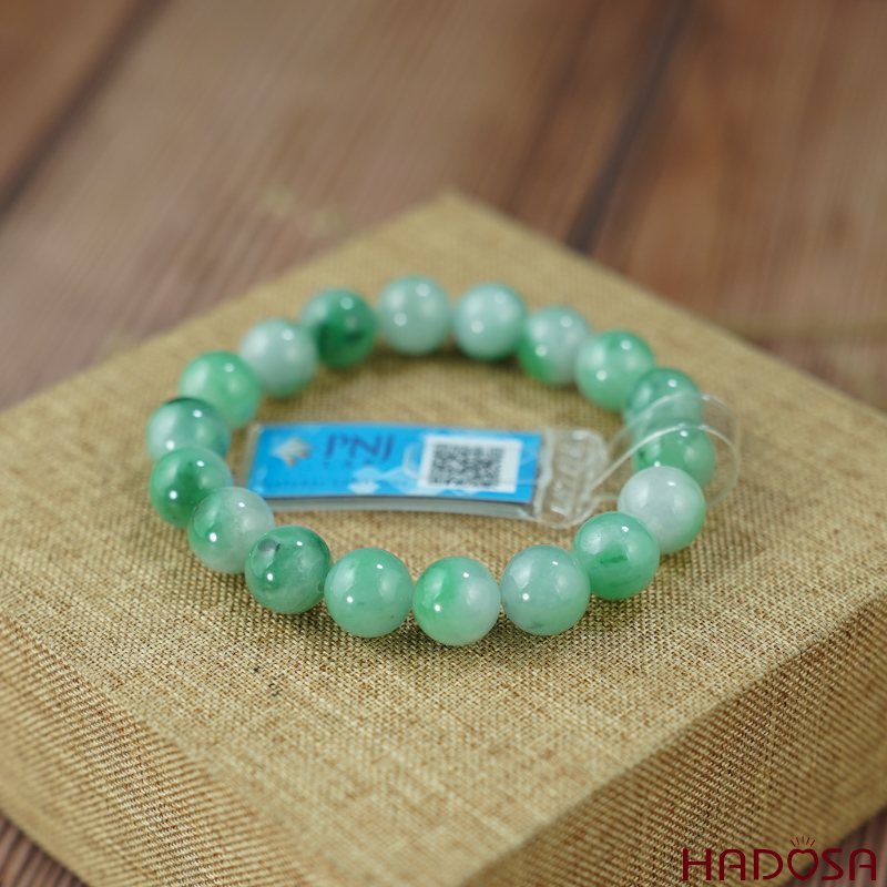 Vòng chuỗi Ngọc Cẩm Thạch trắng vân lý 10mm