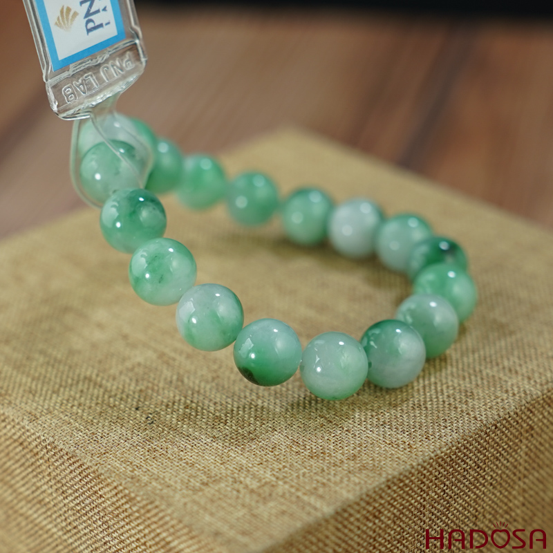 Vòng chuỗi Ngọc Cẩm Thạch trắng vân lý 10mm