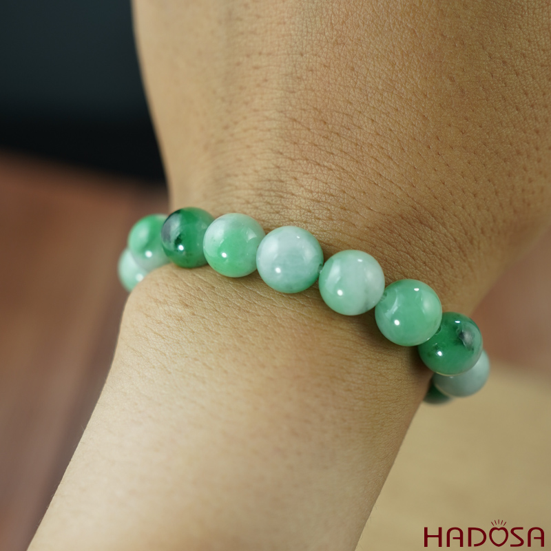 Vòng chuỗi Ngọc Cẩm Thạch trắng vân lý 10mm