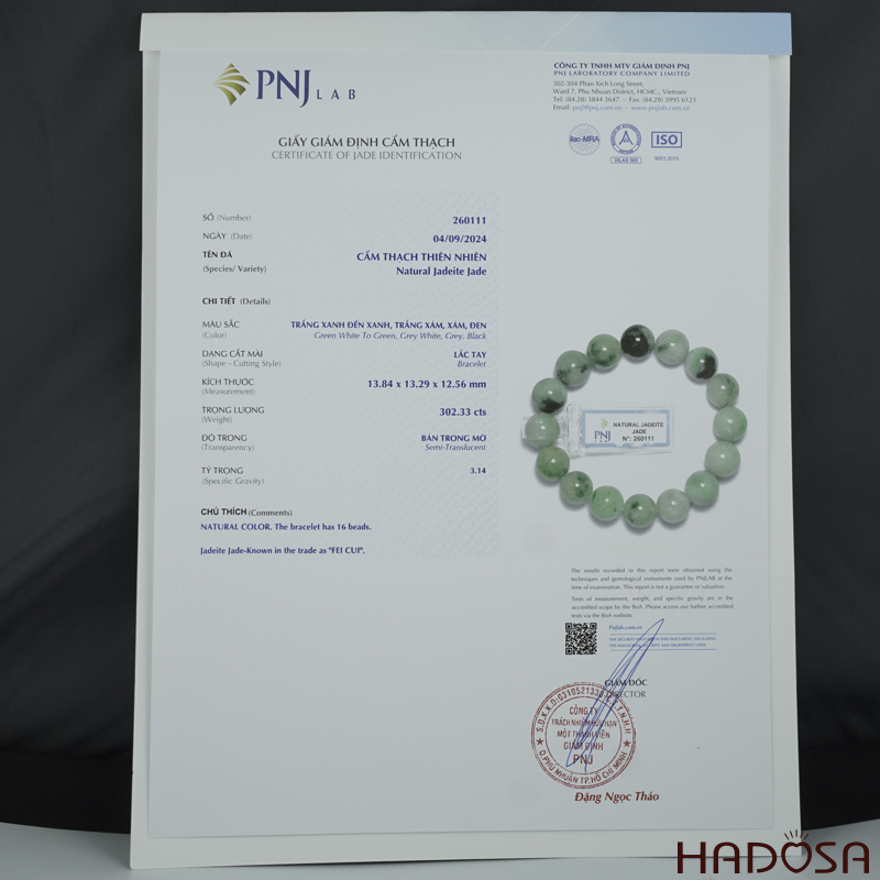 Vòng chuỗi Cẩm Thạch bạch lý 13mm