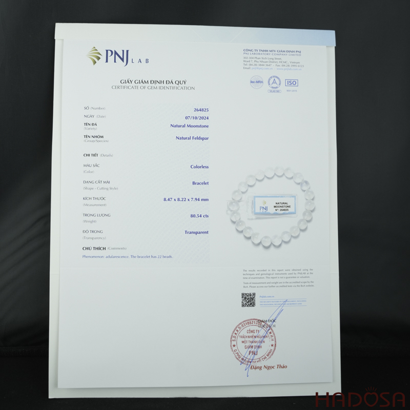 Vòng đá Mặt Trăng 8mm chuẩn 7A