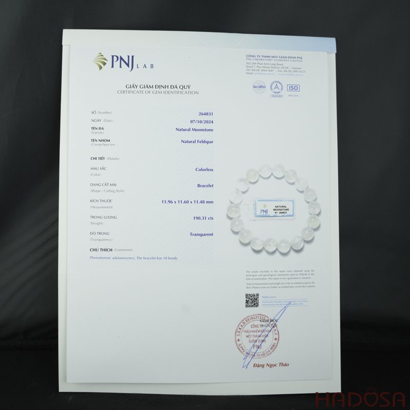 Vòng đá Mặt Trăng 11mm chuẩn 7A