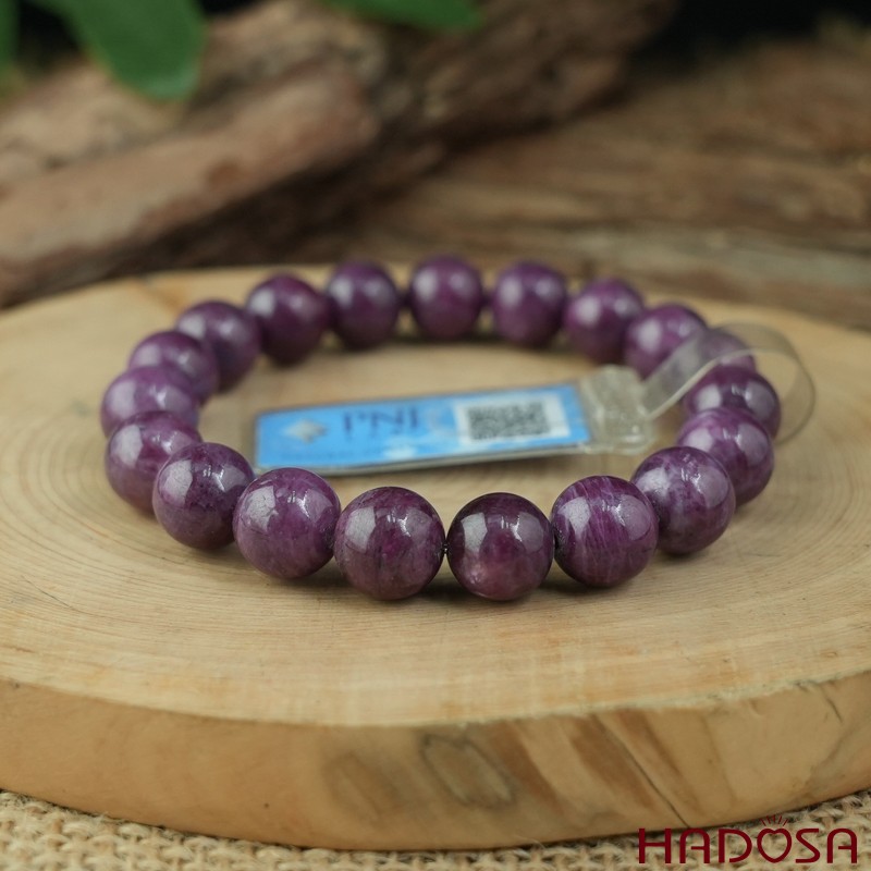 Vòng đá Ruby Nam Phi hồng đậm 10mm chuẩn 5A