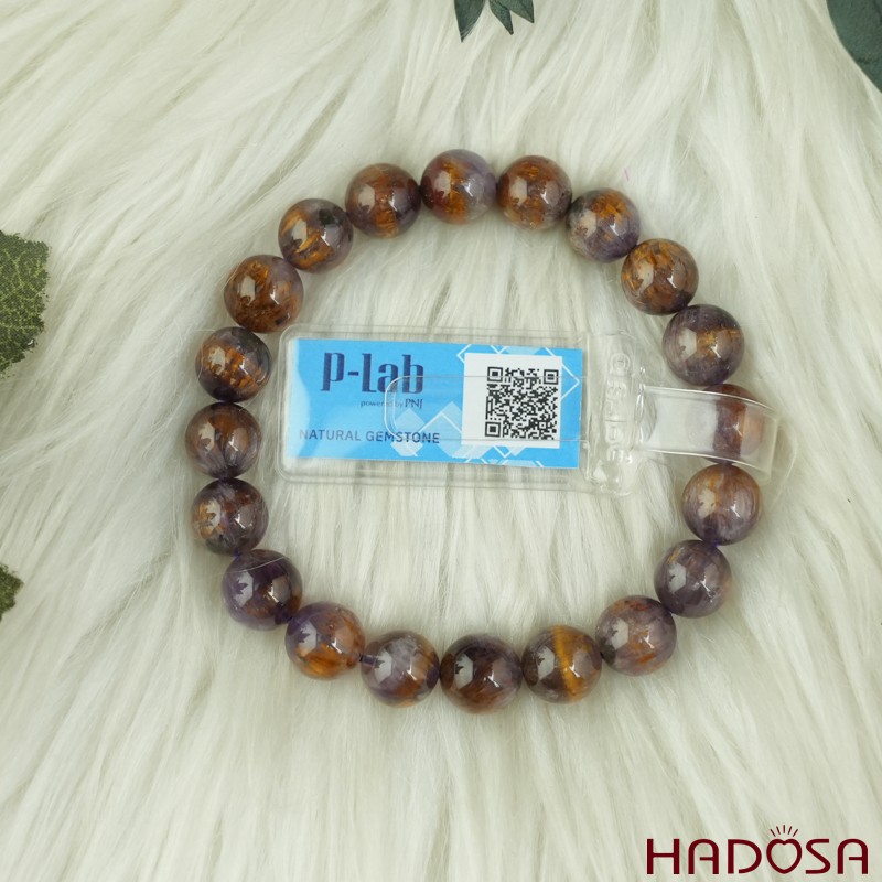 Vòng thạch anh tím tóc vàng 9mm chuẩn 7A