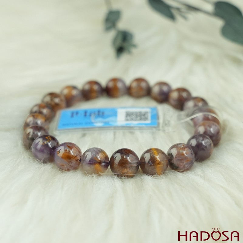 Vòng thạch anh tím tóc vàng 9mm chuẩn 7A