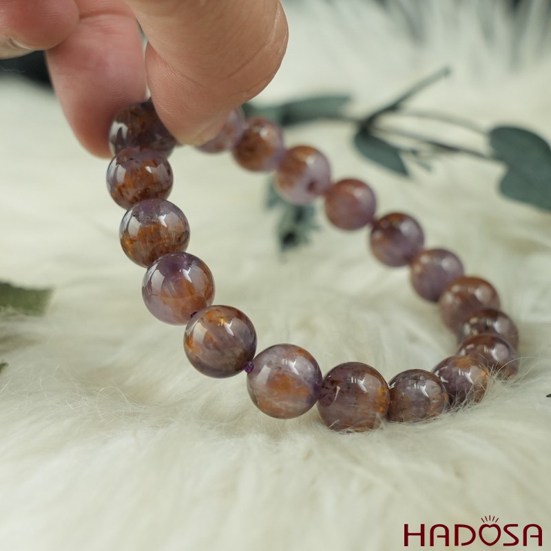 Vòng thạch anh tím tóc vàng 10mm chuẩn 7A