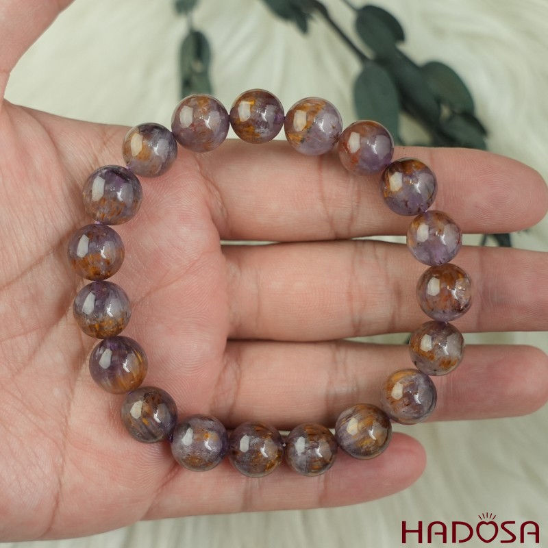 Vòng thạch anh tím tóc vàng 10mm chuẩn 7A