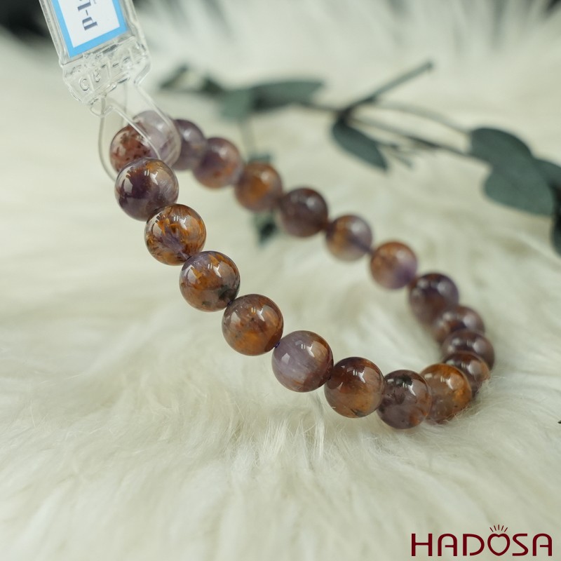 Vòng thạch anh tím tóc vàng 9mm chuẩn 7A