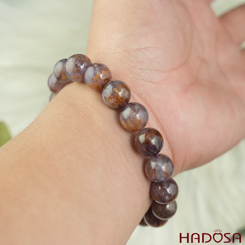 Vòng thạch anh tím tóc vàng 10mm chuẩn 7A