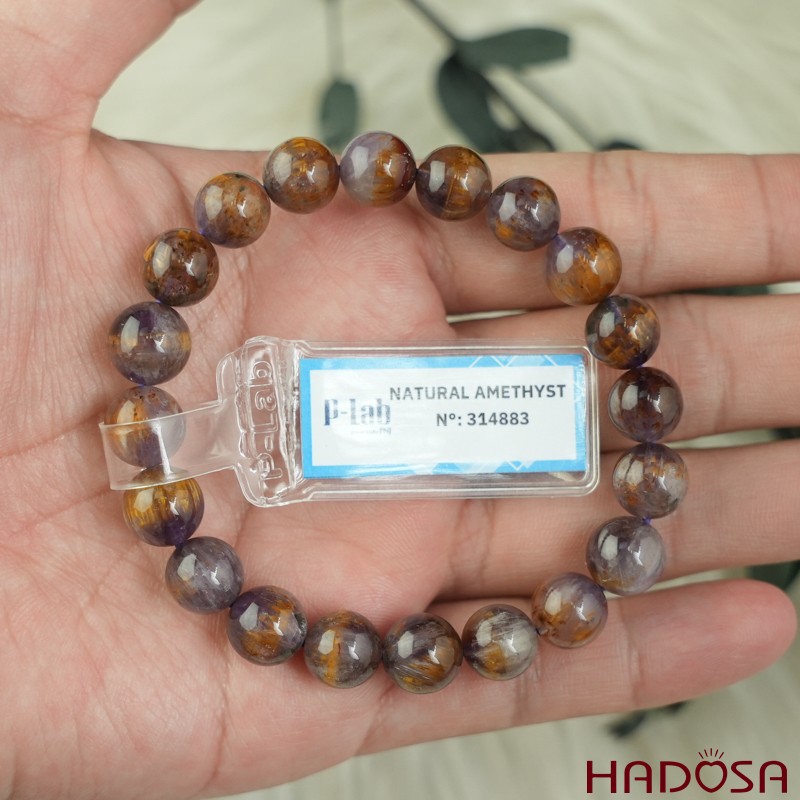 Vòng thạch anh tím tóc vàng 9mm chuẩn 7A