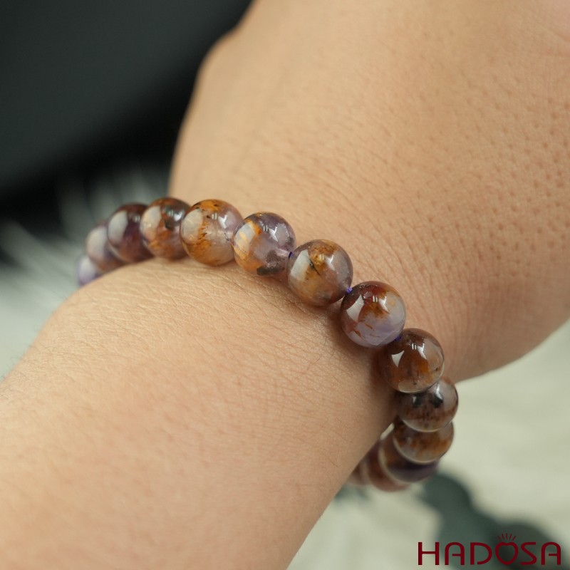 Vòng thạch anh tím tóc vàng 9mm chuẩn 7A