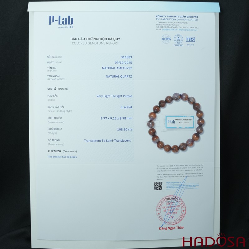 Vòng thạch anh tím tóc vàng 9mm chuẩn 7A