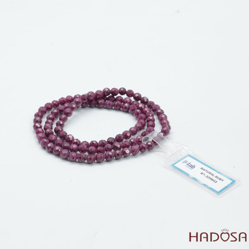 Chuỗi quấn tay đá Ruby Nam Phi mài giác 5mm