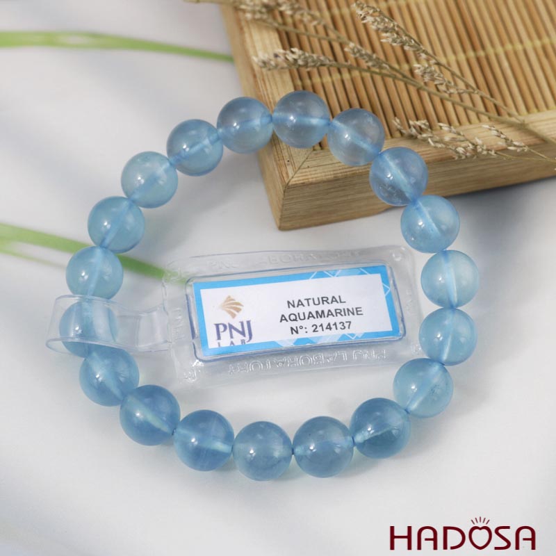 Vòng đá Aquamarine 10mm chuẩn 7A