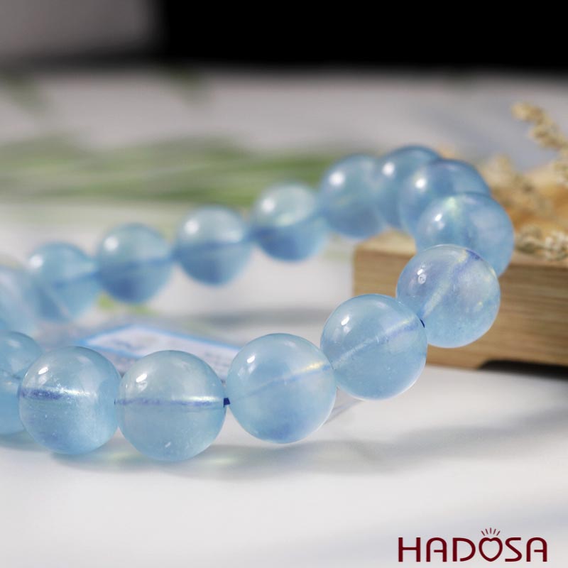 Vòng đá Aquamarine 12mm chuẩn 7A