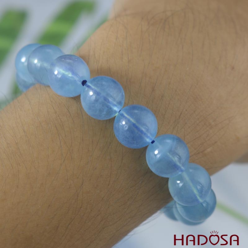 Vòng đá Aquamarine 12mm chuẩn 7A